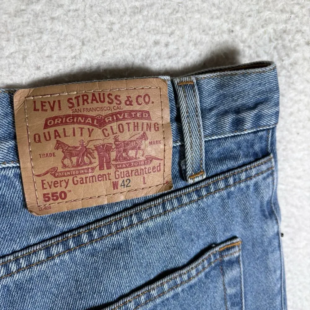 Vintage 550 Denim Jorts Levis Shorts Mens 42 Relaxed Y2k Dad Batwing Paper Tag